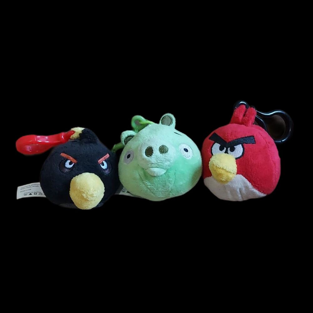 Angry Birds Plush Backpack Hangers Lot of 3 Toys Commonwealth